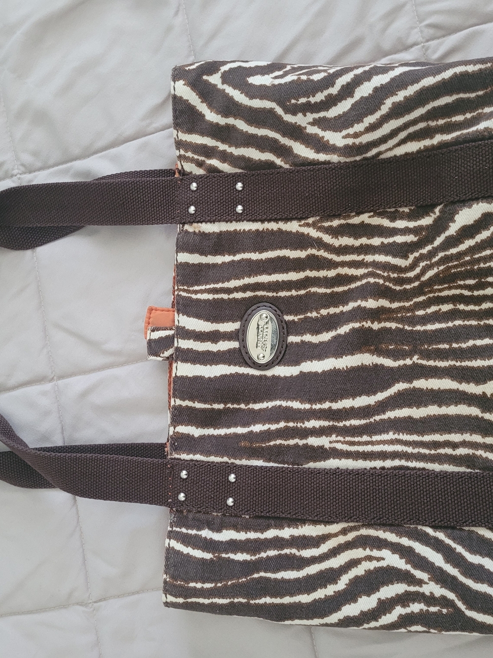 Franco Sarto Brown and Cream Zebra Print Tote